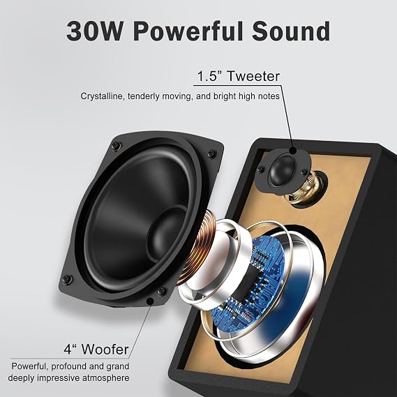 Home Stereo System with Bluetooth,30W RMS Stereo CD Player with Speakers