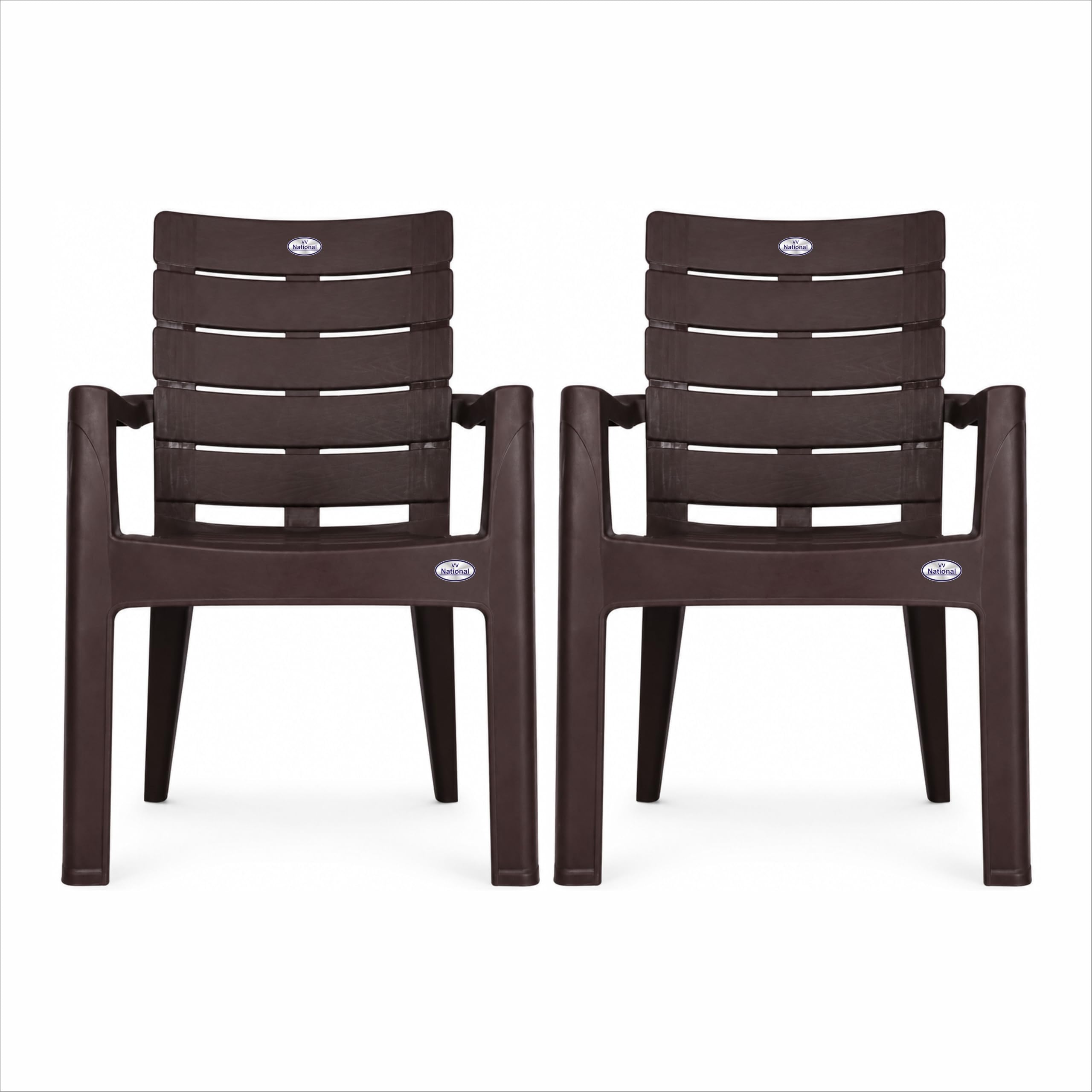 VV National Mayor Premium Brown Plastic Arm Chair for Home, Office & Outdoor Use – Heavy Duty Comfortable Polypropylene Chair | Elegant Modern Design (Pack of 2)-image-23