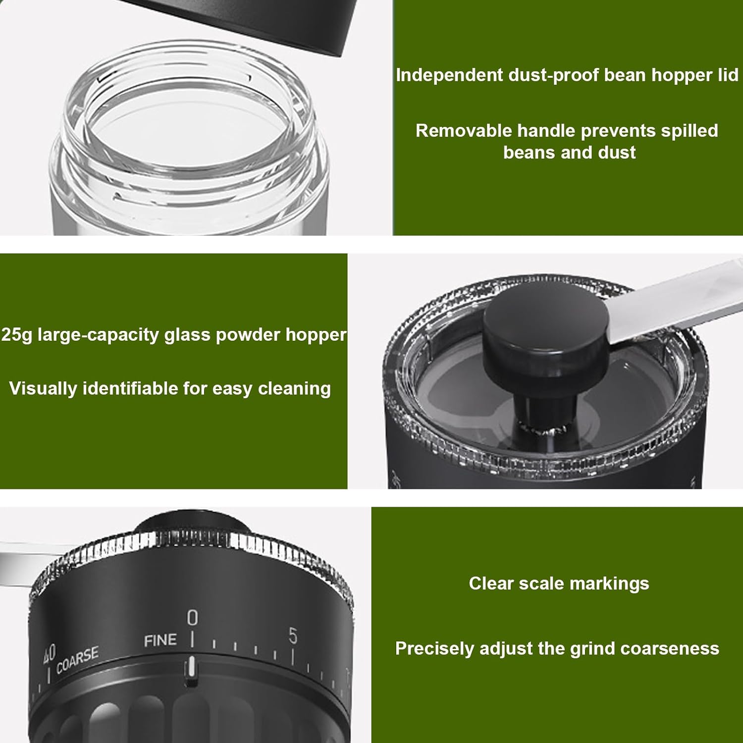 Mini Manual Coffee Grinder with 40 Adjustable Settings, Portable Hand Coffee Bean Mill with 30g Capacity, Compact Conical Burr Grinder for Espresso, Pour Over, French Press, Travel/Camping/Office