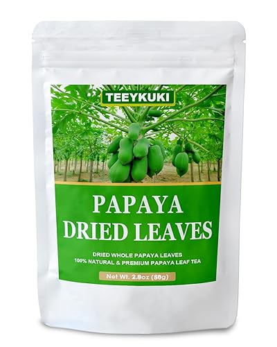Hojas de papaya secas, 2.0 onzas (1.98 oz), té de hoja de papaya entera seca, secado al sol, sin aditivos