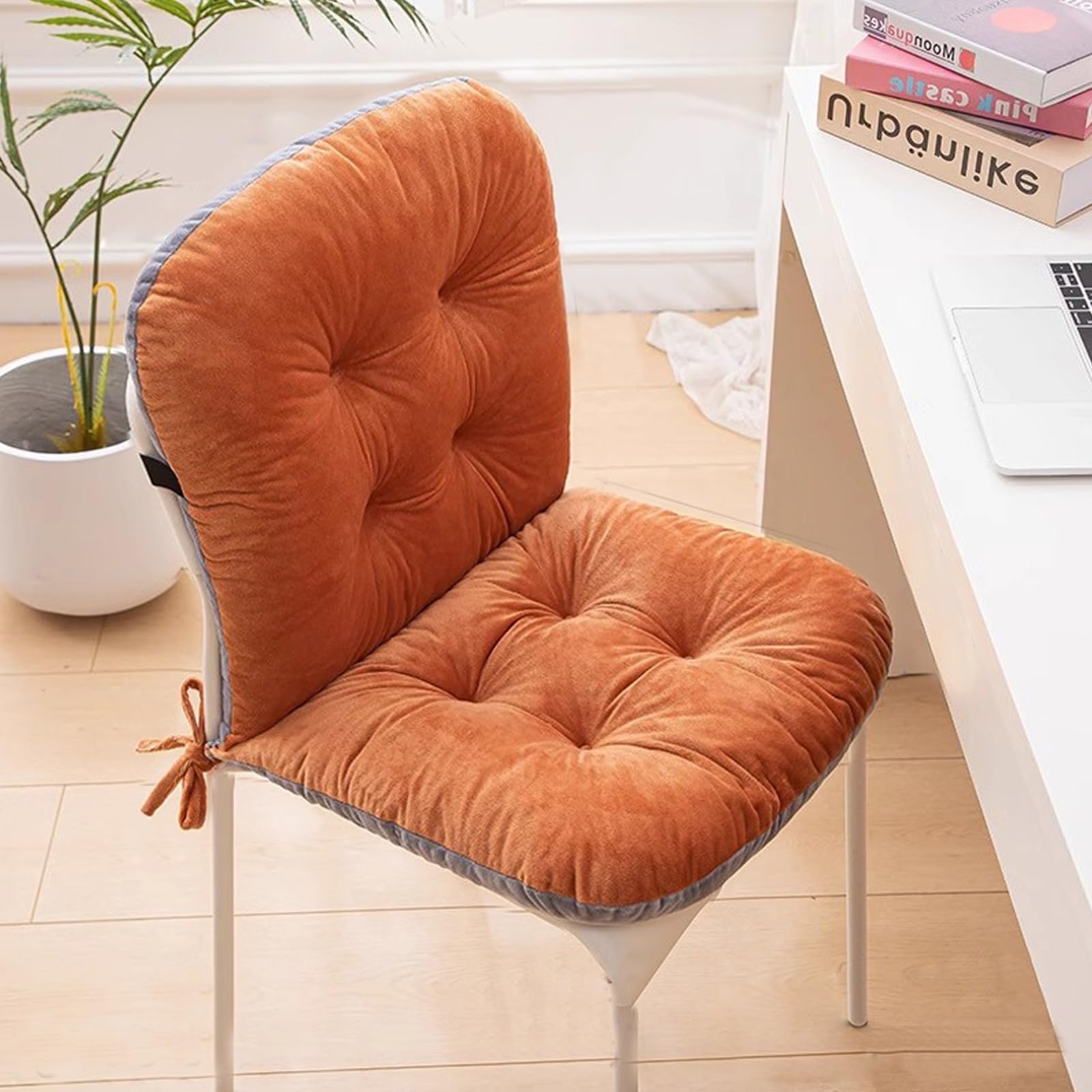 Cojin Silla Oficina de Invierno, Cojin Antiescaras Integrados con Respaldo, Cojines Sillas Cocina de Dormitorio, Cojín de Asiento con Alivio de Presión(Orange)