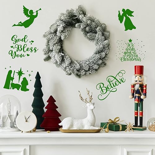 Miniatura 3 de 20 plantillas de Navidad para pintar, plantillas reutilizables de pesebre para mascotas, manualidades, pintura de Navidad, dibujo, plantillas de