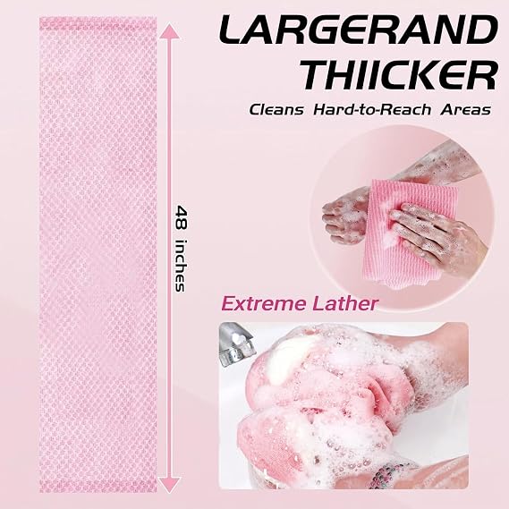 Exfoliating Shower Towel 47,Premium Scrub Wash Cloth for Body Face,2-in-1 Exfoliating Washcloth-Body Scrubber with 2 Sides for All Skin Types (Black)