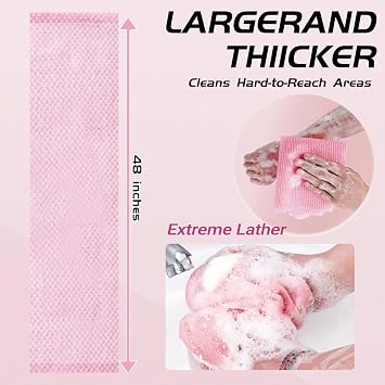 Exfoliating Shower Towel 47,Premium Scrub Wash Cloth for Body Face,2-in-1 Exfoliating Washcloth-Body Scrubber with 2 Sides for All Skin Types (Black)