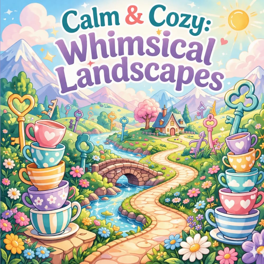 Calm & Cozy: Whimsical Landscapes: Coloring Book for Adults | Cozy Fantasy Worlds & Relaxing Scenes