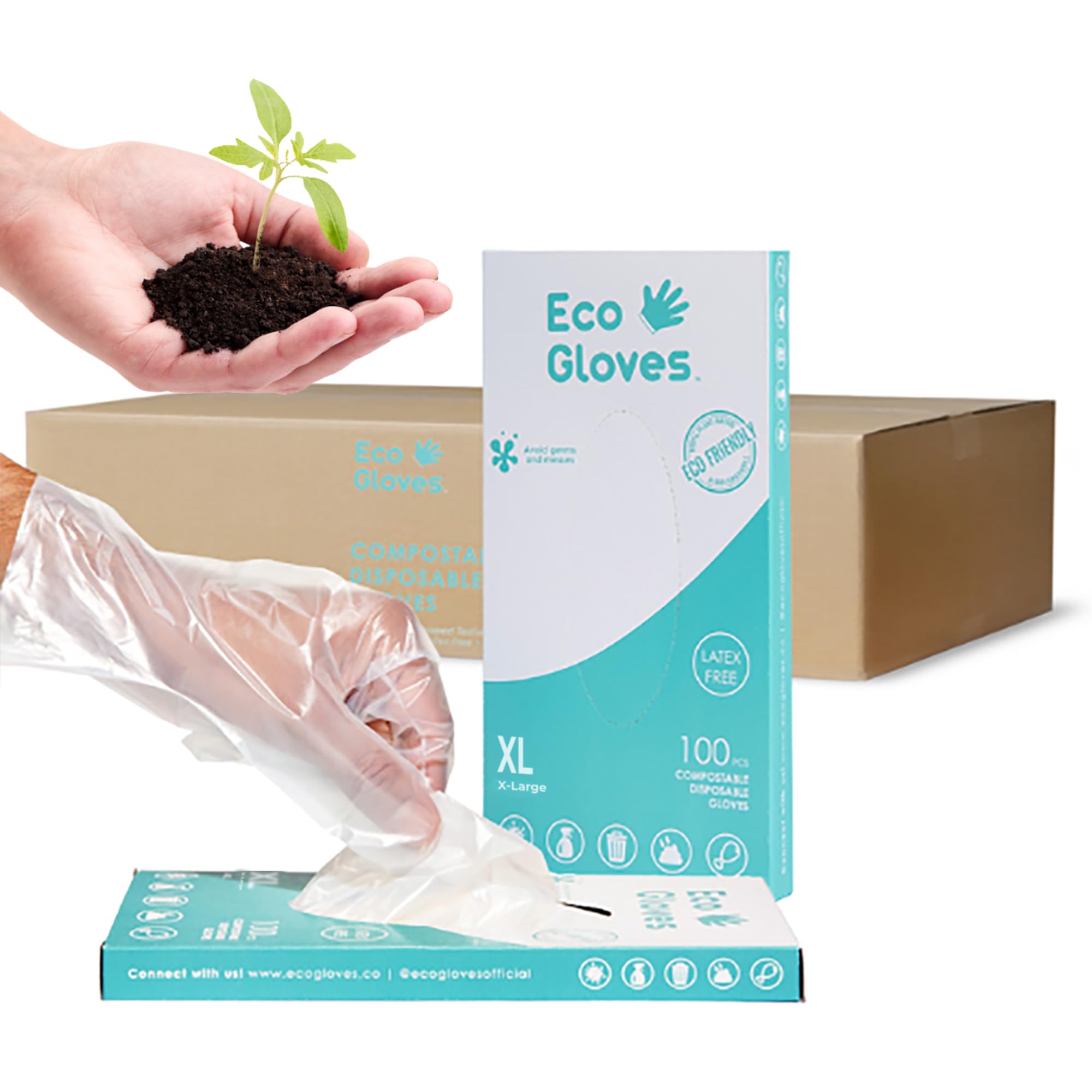 Plant-Based Compostable Eco-friendly Gloves for Food Prep & Cleaning