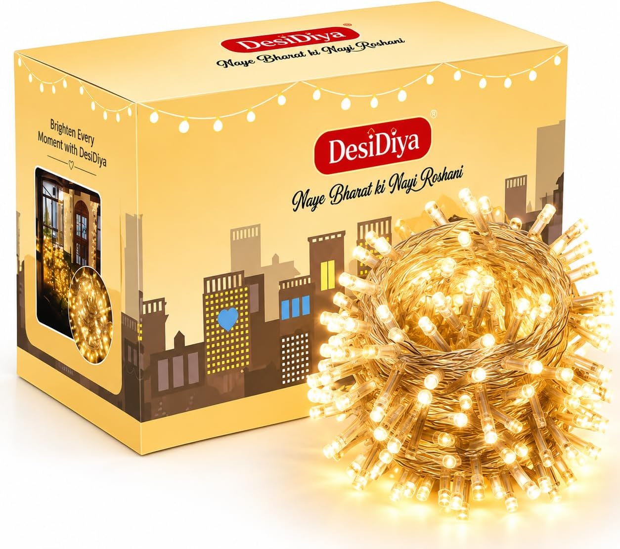 DesiDiyaยฎ 35 Feet Long LED Power Pixel Serial String Light, 360 Degree Light in Bulb | Copper Led Pixel String Light for Home Decoration,Diwali,Christmas(Warm White) Pack of 1