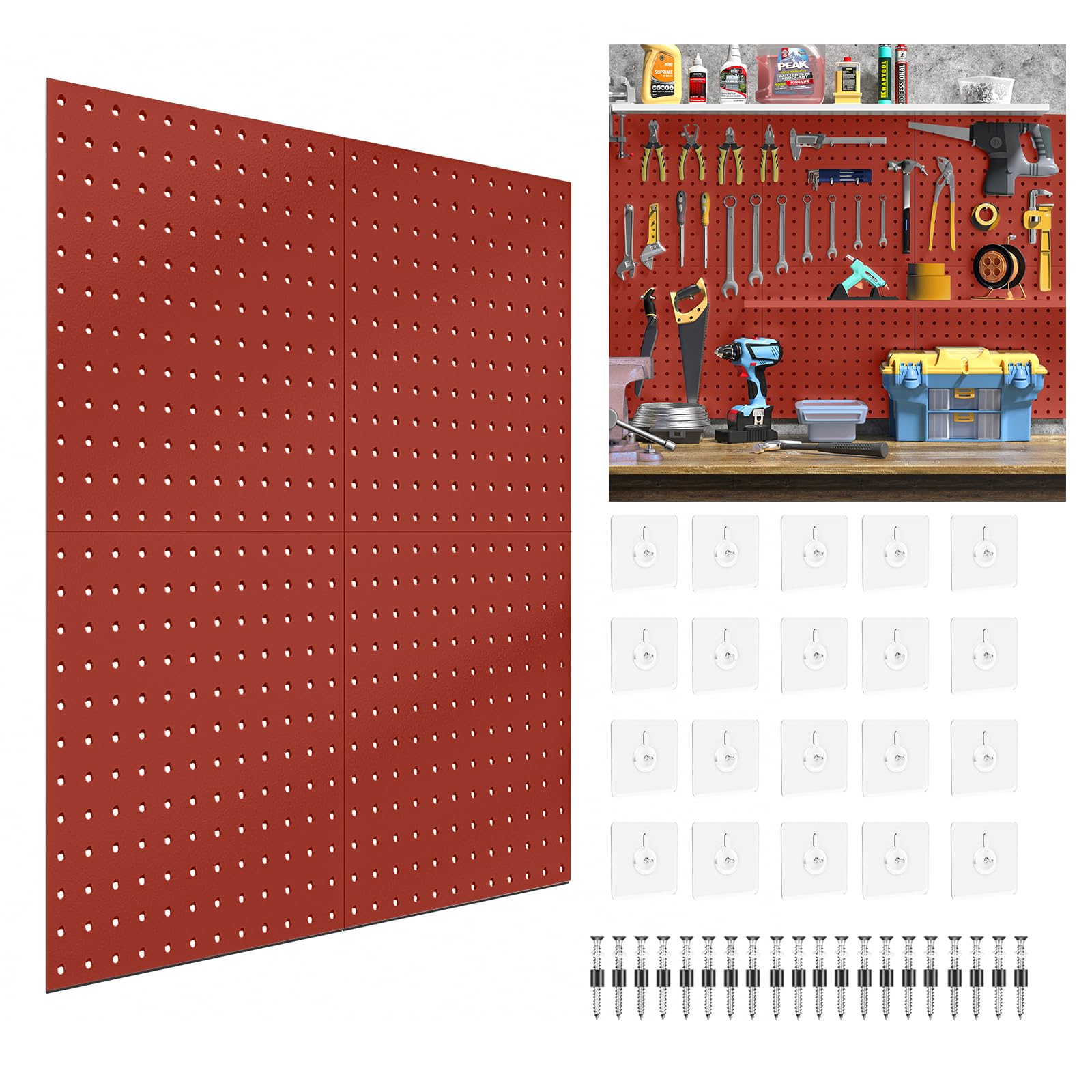 Buy DEMEDO Pegboard,Peg Board,Pegboard Wall Organizer with selfAdhesive Hooks, No Drilling to