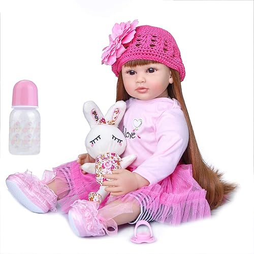 Miniatura 1 de iCradle Muñeca Reborn de silicona suave de 23.6 in para niña de pelo largo princesa bebé bebé vivo realista Bebe Bonecas Kid regalo de cumpleaños