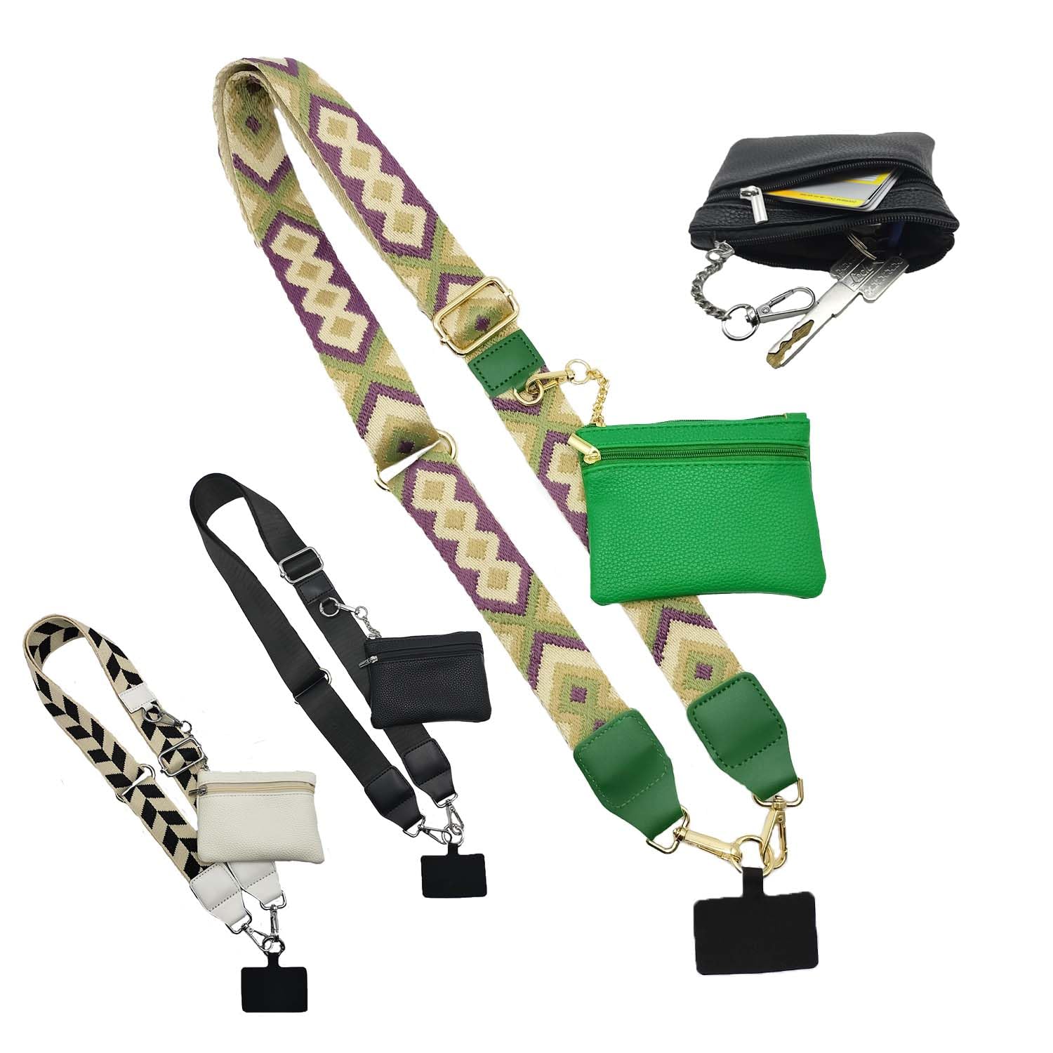 XAUKEU Clip and Go Strap for Phone with Wallet Crossbody,Clip and Go PhoneStrap with Wallet,Phone Strap with Zippered Pouch,Clip and Go PhoneStrap(