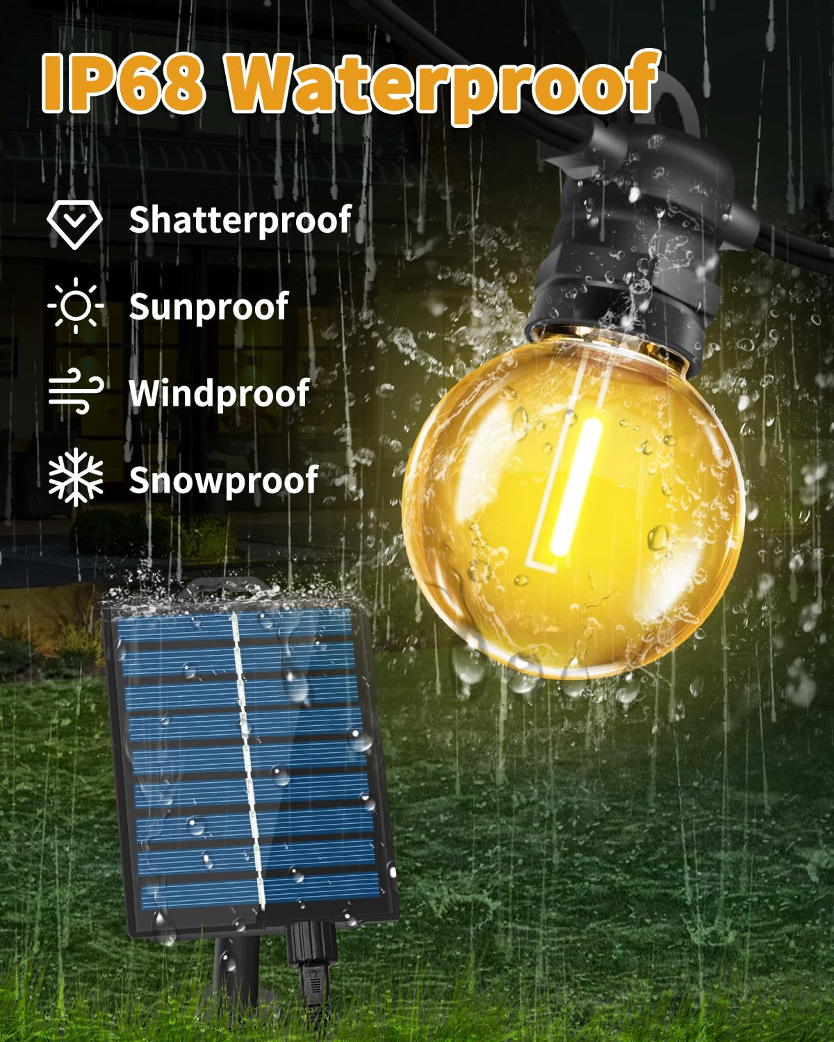 Bowfar Lichtsnoer Buiten en Binnen, 20CM 4 stuks Grote Bolvormige Hangende Lichtslinger voor Kerstboom met Afstandsbediening, Kerstverlichting voor Tuin, Bruiloft, Feest, Kerstdecoratie, Warm wit