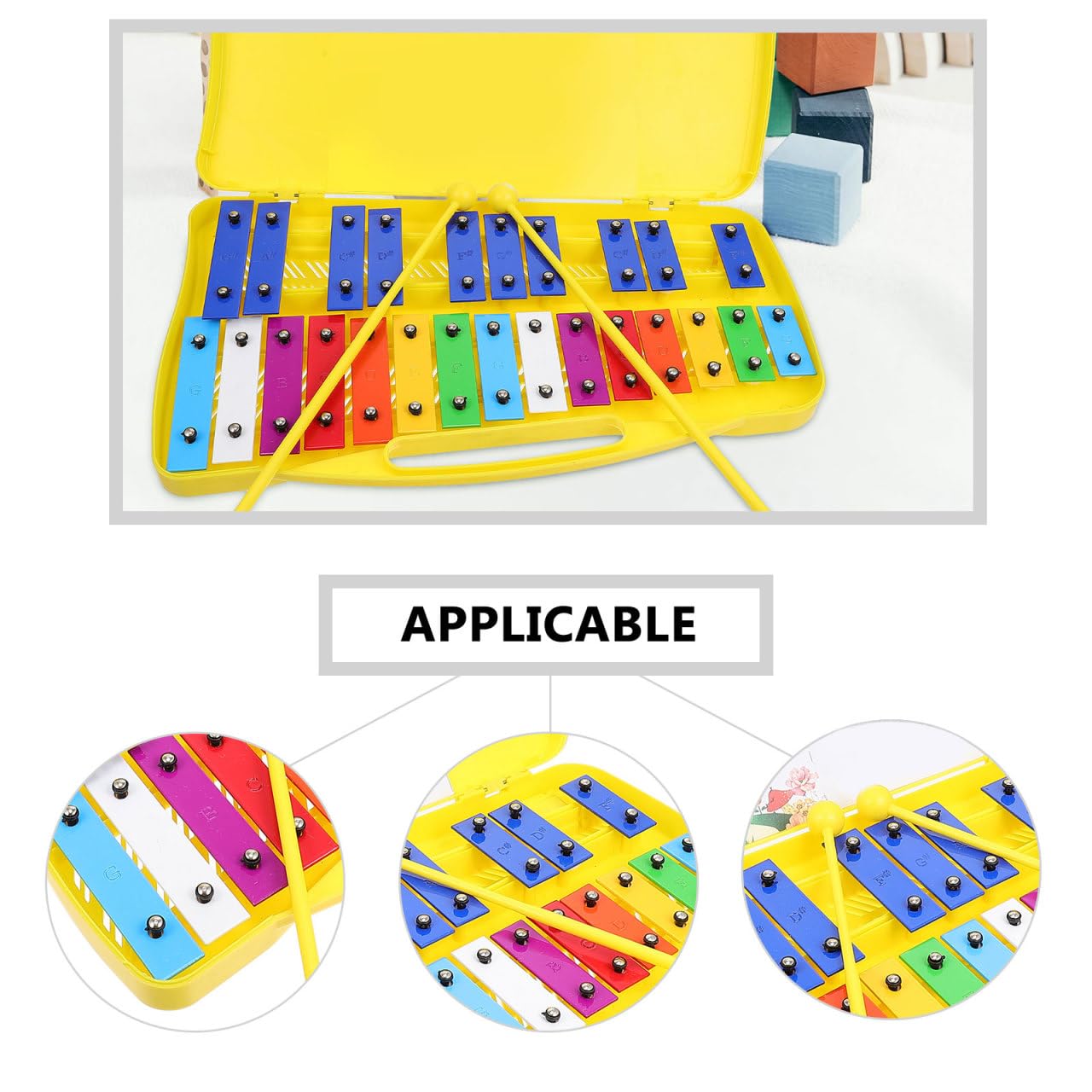 Metalófono de Notas con Placas de Hierro Coloridas Instrumento Musical de Percusión Seguro y Duradero para Juguete Educativo para Desarrollar Ritmo y Creatividad