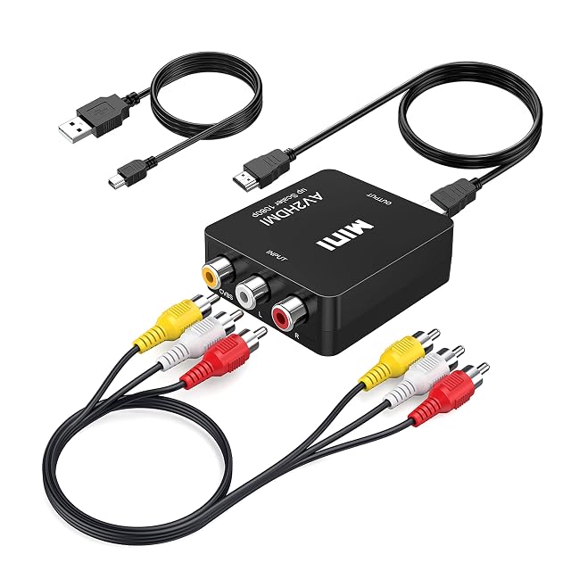 RCA to HDMI Converter RCA to HDMI Adapter 1080P Mini Composite CVBS AV to Hdmi Video Audio Converter