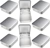 LJY 8 Pack Empty Rectangular Black Metal Storage Organizer Tins with Hinged Lids for Gifts & Treasures (3.7 x 3.3 x 1 inch)