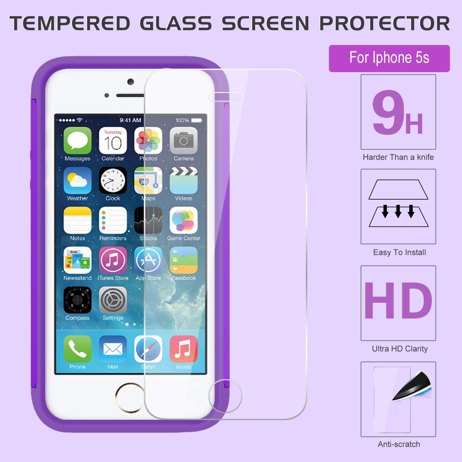 LeYi iPhone SE Case(2016), iPhone 5 /iPhone 5S Case with Tempered Glass Screen Protector [2 Pack], Glitter Bling Girls Women Heavy Duty Protective Case for iPhone 5S/5/SE TP TP Purple