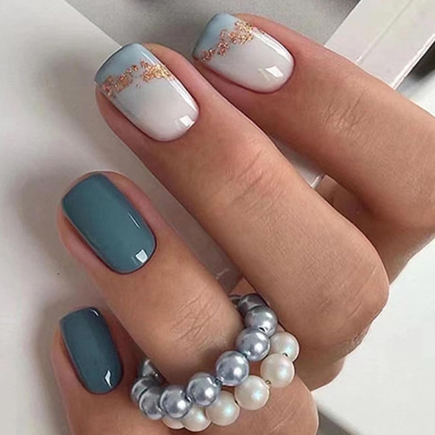 Press on Nails Sea Blue Acrylic | Glossy Full Cover