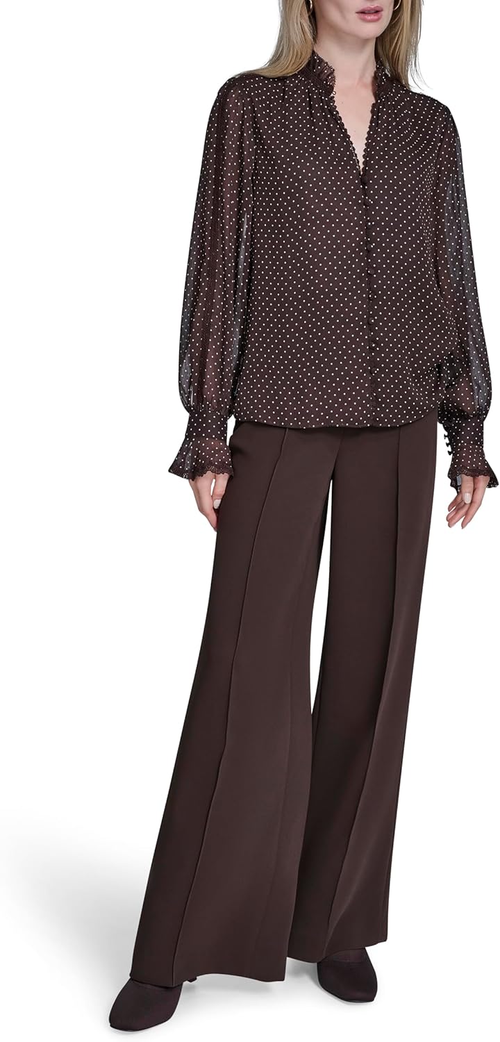 BCBG Womens Ruffle Collar Button Down - Image 2