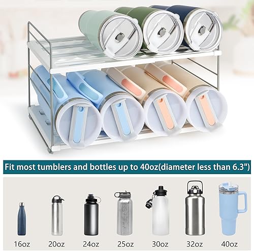 Miniatura 4 de Organizador de botellas de agua para gabinete, almacenamiento ajustable de vasos, soporte expandible para botella de agua para organización de