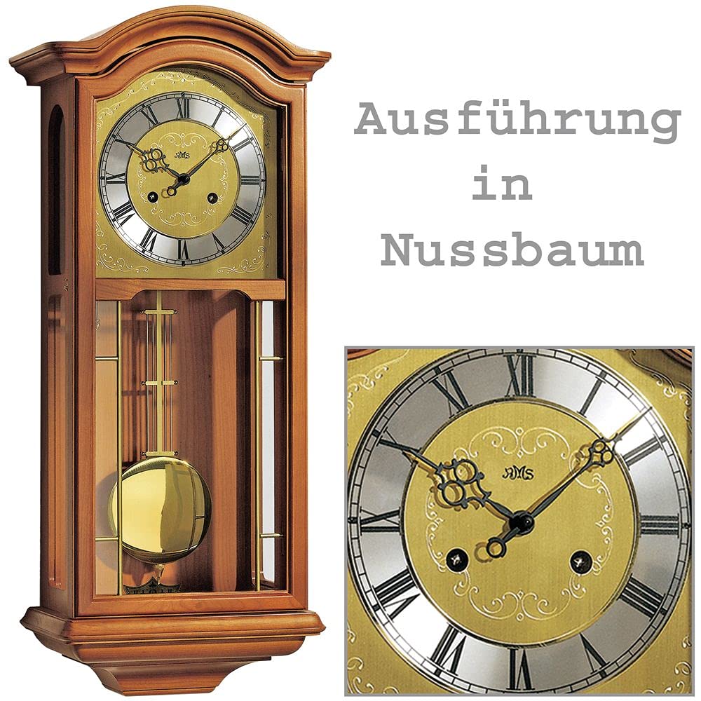 JG AMS 2651/1 Regulateur Regulator mit Pendel mechanisch Holz Nussbaum