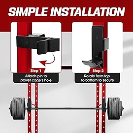 Yes4All Power Rack J-Hooks & Attachments - Heavy Duty Barbell Holders Compatible with 2x2 & 3x3 Power Racks for Home Gym, 3x3 Rack with 1 or 5/8 Hole