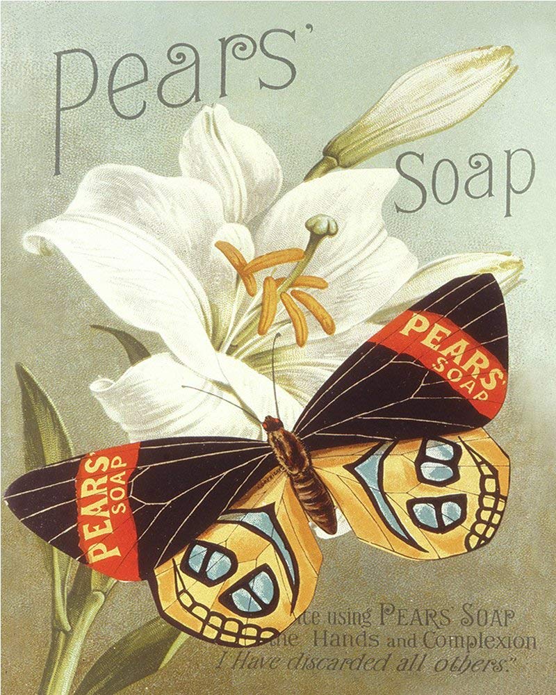 Chill Earth Tones Pears Soap Butterfly Vintage Ad Sign Metal Wall Sign 6X8 Inches Plaque Vintage Retro Poster Art Picture Print