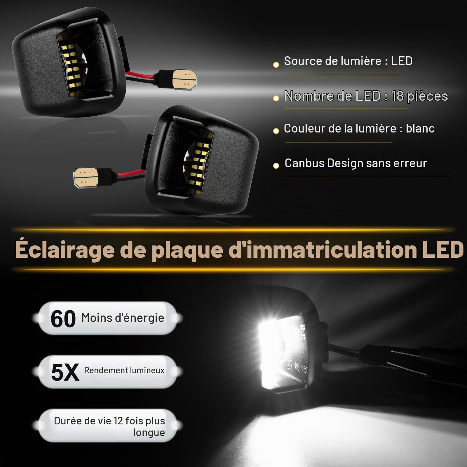 2X Éclairage de plaque d'immatriculation LED pour Nissan navara D40 2005~2018 Frontier ACMAT ALTV Suzuki Equator, Canbus Pas d'erreur feux de plaque d'immatriculation à LED, Feux Arrière