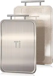 Tábua de Corte de Titânio para Cozinha, Dupla Face para Carnes, Frutas e Vegetais, Canaletas Antirrespingo, Material de Titânio Puro e PP, Fácil de Limpar, Lavável em Lava-louças, 39 x 25 cm