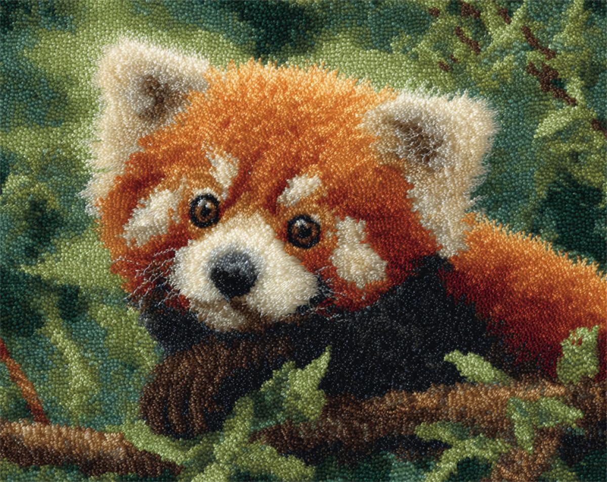 Axiangzik B N.lanshan Animal Diy Latch Hook Kits For Adults Fantasy Red Panda Diy Crochet Kits Embroidery Set Latch Hook Rug Kit For Eginners Needlework Crafts For Home Decor 52X38cm