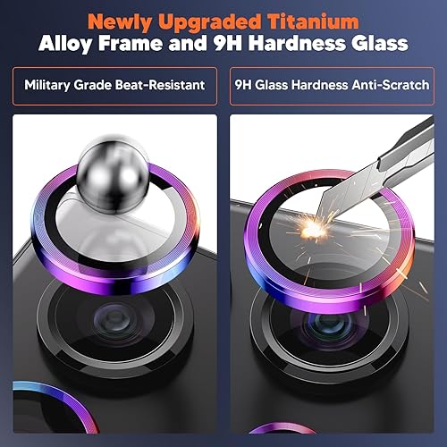 Miniatura 5 de Hoerrye Protector de lente de cámara para Samsung Galaxy S24 Ultra, compatible con fundas, protector de pantalla de vidrio templado Ultra-HD 9H,