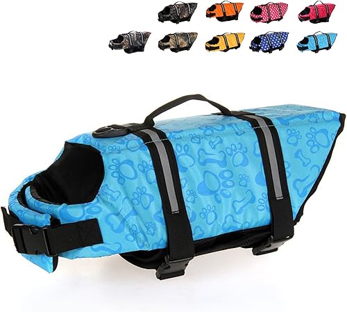 Miniatura 9 de HAOCOO - Chaleco salvavidas para perro, chaleco salvavidas, traje de baño de seguridad con rayas reflectantes/cinturón ajustable para perro.