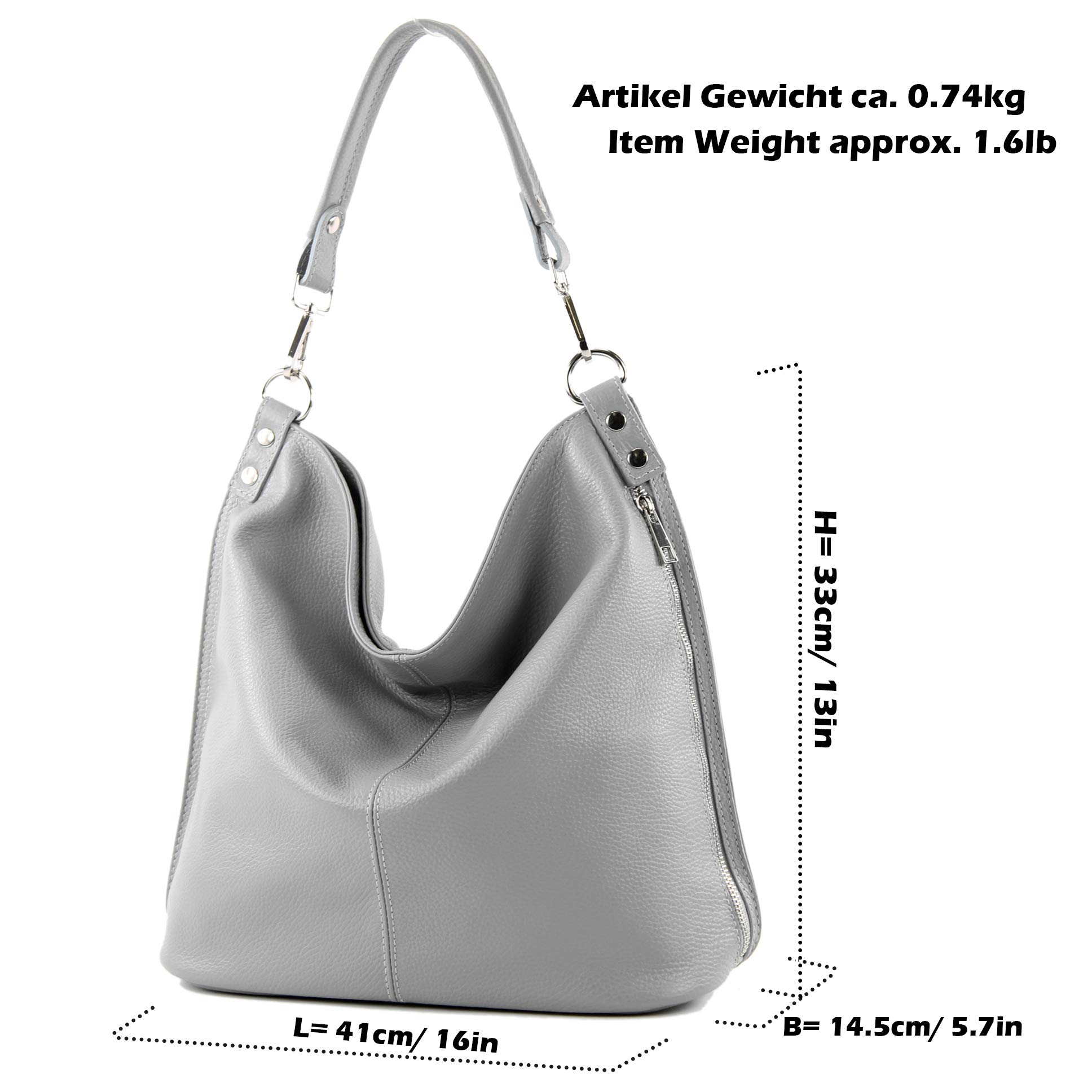 modamoda de T177 Damen Leder Schultertasche, handmade in Italy