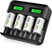 Vista 1 de EBL Baterías recargables C (paquete de 4) y cargador de batería inteligente LCD para baterías recargables Ni-MH AA AAA C D
