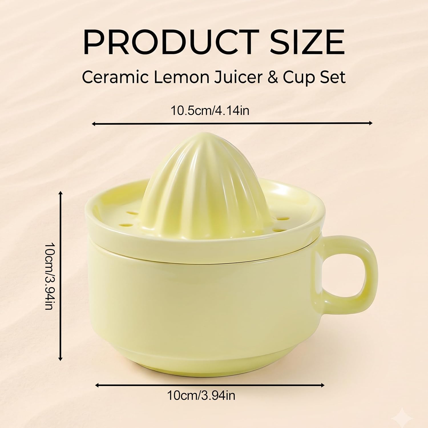 Ceramic Lemon Squeezer with Strainer, 6.76 oz, Manual Citrus Juicer