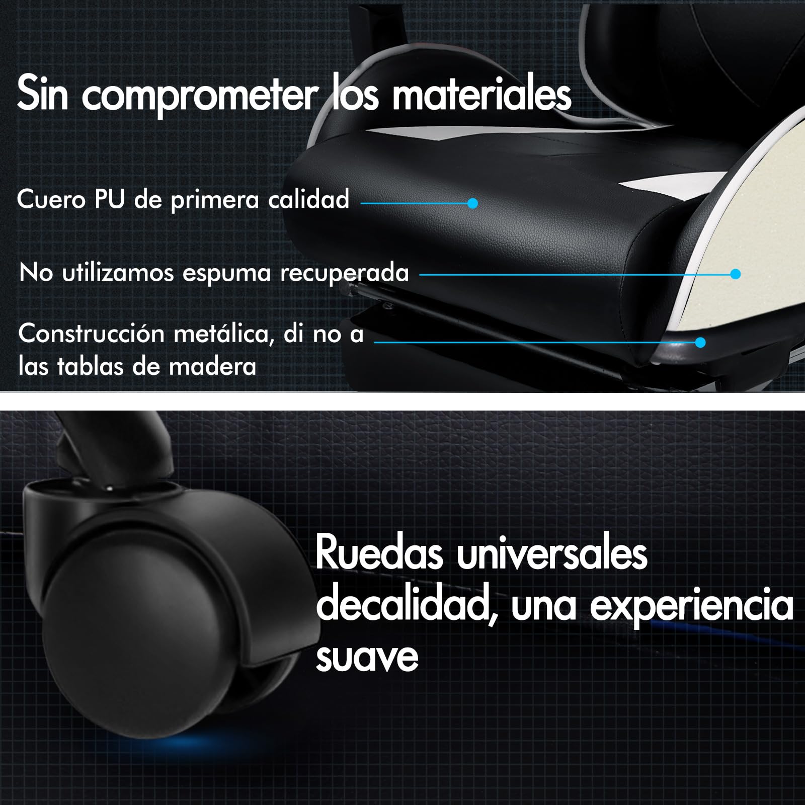 ALFORDSON Silla Gaming Escritorio con Masajeador, Silla Gamer Ergonómica Cojín Lumbar y Cervical, Reposapiés Retráctil, Ruedas Giratorias 360°, para Oficina, Videojuego, Ordenador, Cuero PU(Blanca)