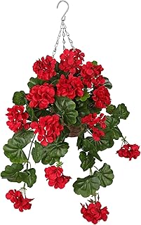 Briful Artificial Geranium Hanging Basket Decor