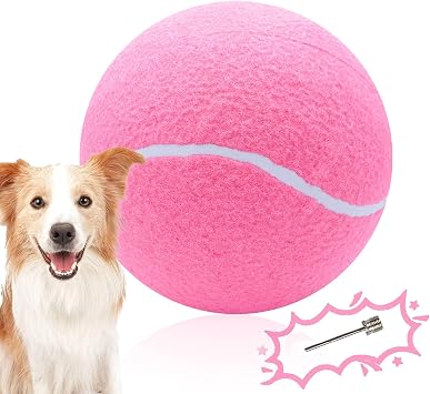 Banfeng Big Tennis Ball for Dogs, Giant Dog Tennis Ball Toy Large Outdoor Sports Gift for Small Medium Large Dog Pink, 9.5 inch