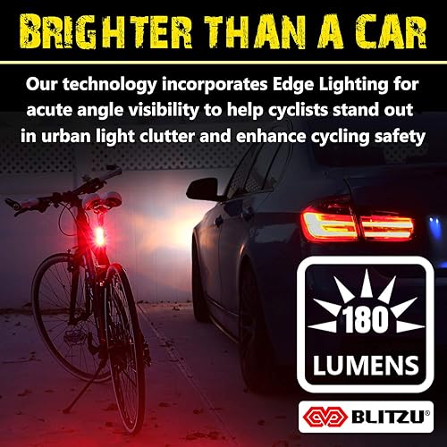 Miniatura 3 de BLITZU Juego de luces LED para bicicleta Cyborg 168H 168H o luz trasera 168T, recargable por USB, luces LED para bicicleta delantera y trasera,