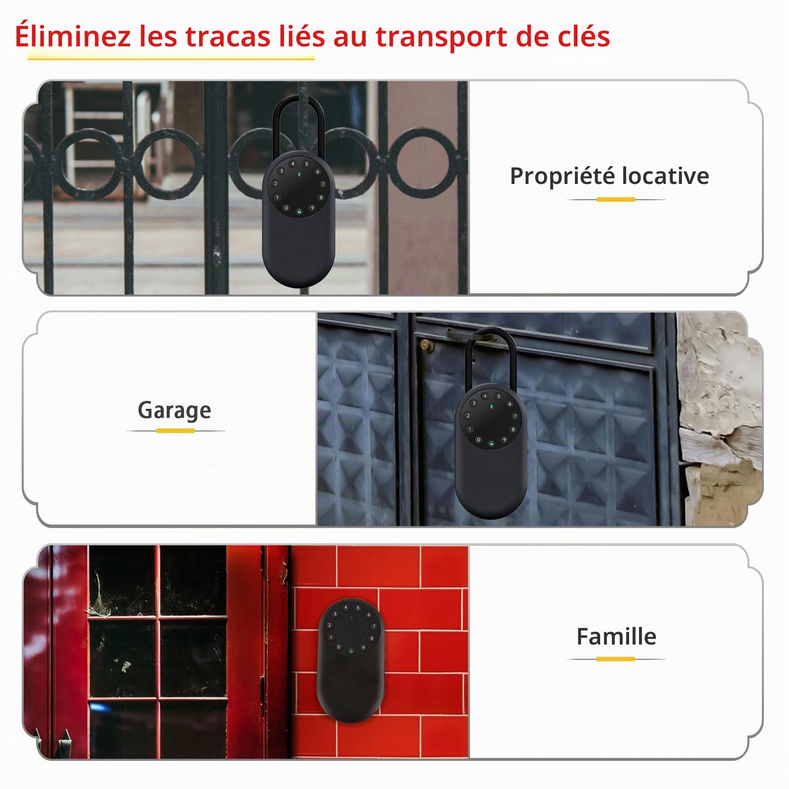 SEPOX Boîte à clés intelligente, Coffre à clés portable et fixé au mur pour l'extérieur avec contrôle Bluetooth et application – Aluminium résistant aux intempéries