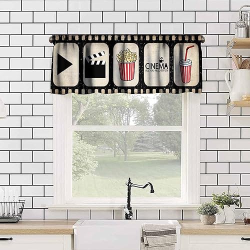 Miniatura 4 de Cenefa de ventana de cine retro para cine en casa, video, película, cenefa de cámara de cine para dormitorio, sala de estar, cocina, sala de prensa,