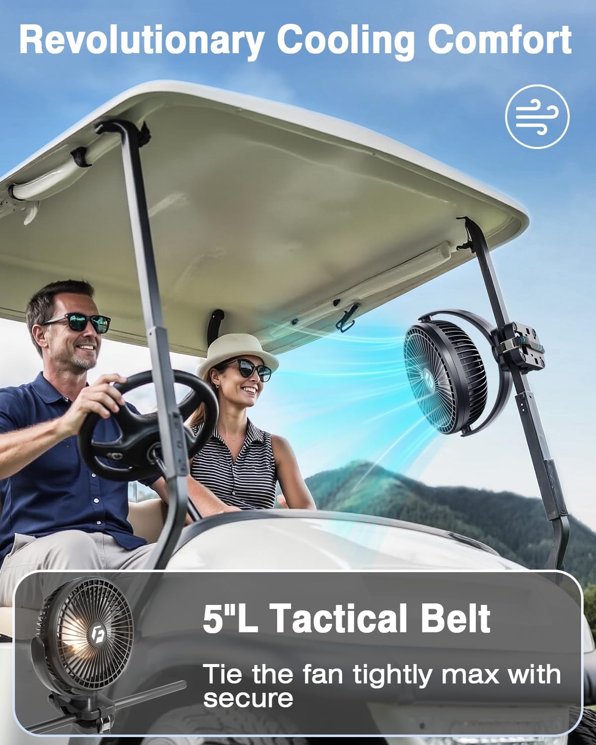 FRIZCOL 24000mAh 8 Inch Portable Clip On Fan,Battery Operated Golf Cart Fan with Lights and Remote, USB Fans Small Desk Fans Personal Quiet Fans for Office Stroller Bedroom and Camping