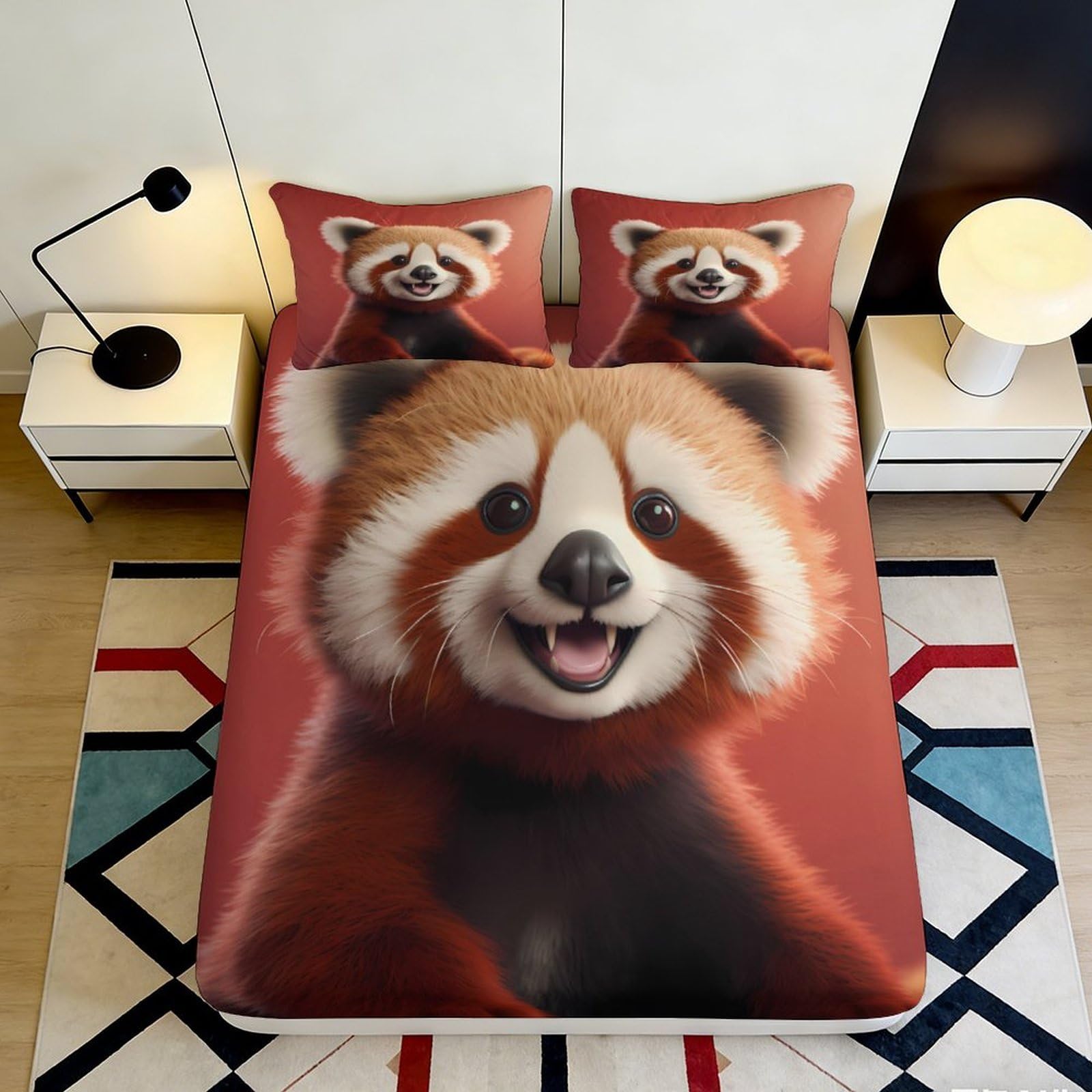 Pnayamiorkfel Style-6 3D Printed Red Panda Fitted Sheet Microfiber Soft Animal Cartoon Mattress Cover For Bedroom Guest Room Decor 90X200x25cm