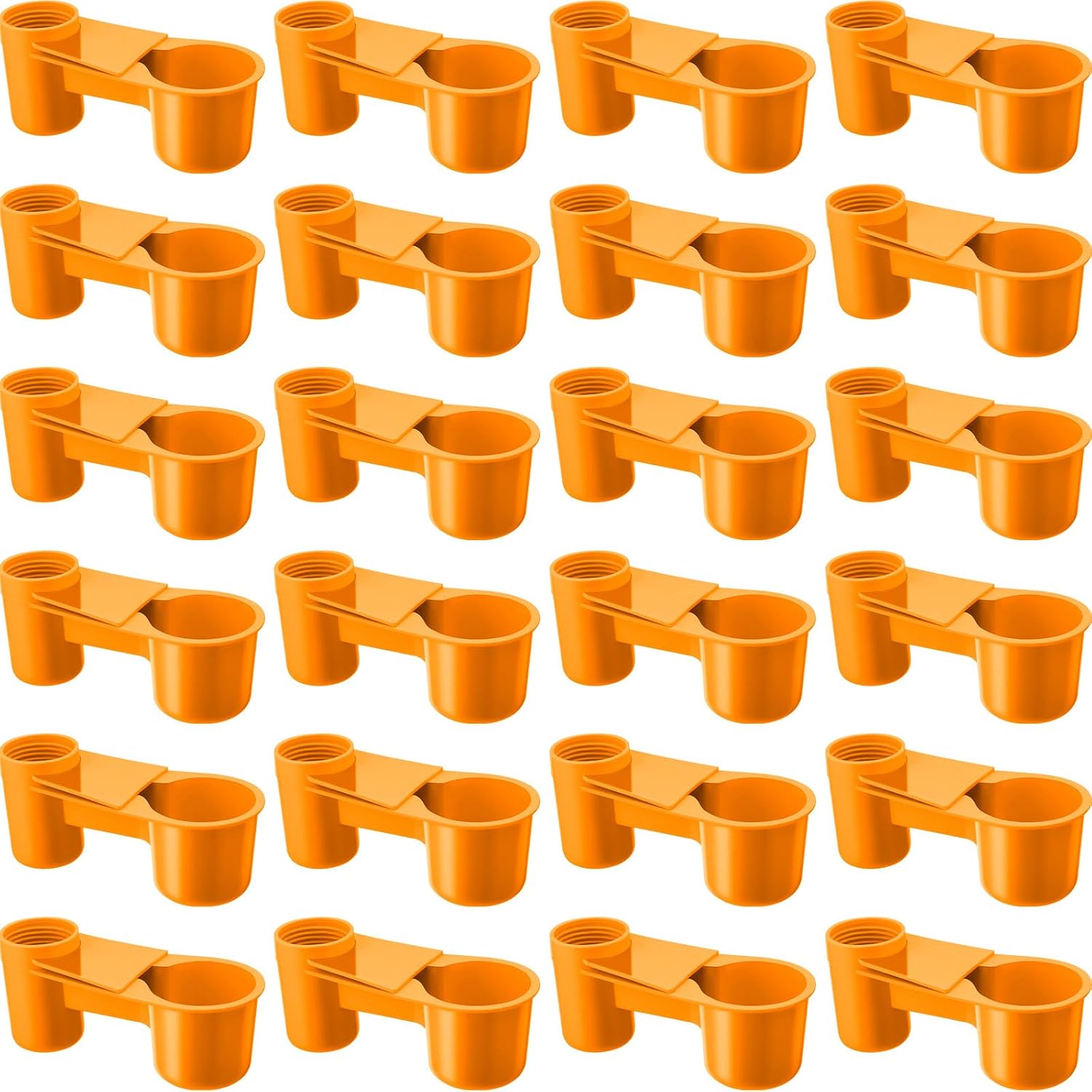 LemonRoad 24 Pcs Bird Drinker Feeder Cups Plastic Water Bottle Cup for Cage Ideal for Pigeon Bottle Chicken Quail Poultry Waterer Accessories (Yellow)
