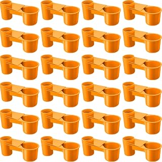 LemonRoad 24 Pcs Bird Drinker Feeder Cups Plastic Water Bottle Cup for Cage Ideal for Pigeon Bottle Chicken Quail Poultry Waterer Accessories (Yellow)