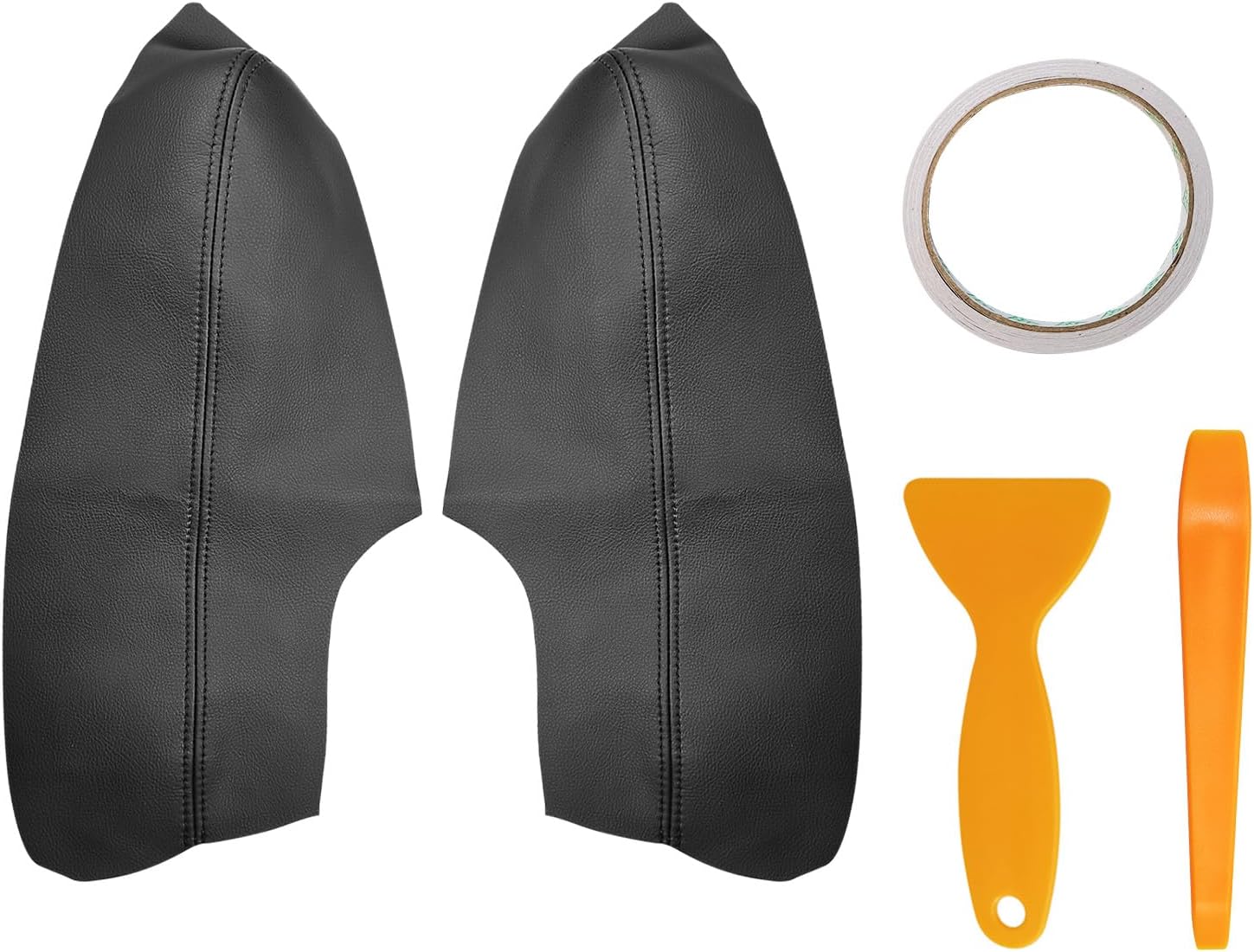 Compatible with Front Door Panels Armrest Cover for Honda CRV 2017-2025 Leather Left & Right Front Door Armrest Trim with Installation Tool 2PCS Black (Leather Only)