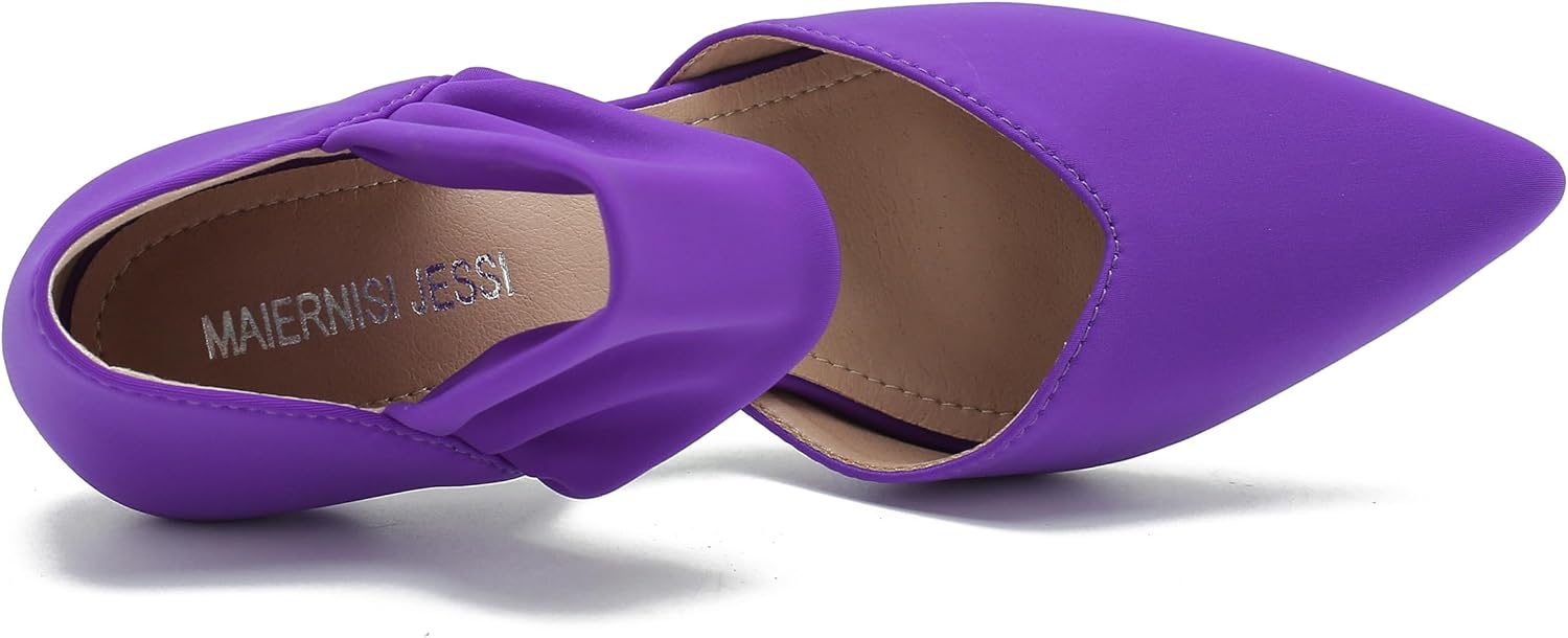 MAIERNISI JESSI Women's Pointed Toe D'Orsay Pumps, Kitten Heel, Slip on, Ankle Strap, Elegant Dress Shoes