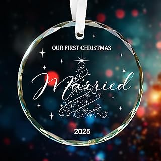 Wedding Gift First Christmas Married Ornament 2025 Mr and Mrs Gift for Newlyweds Couple 2025 Personalized Bridal Shower Gifts Our First Christmas Married Ornament 2025