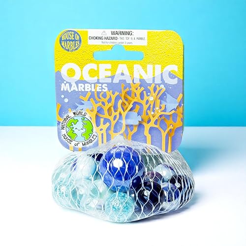 Miniatura 2 de House of Marbles Oceanic Net - Bolsa de mármoles, con hermoso diseño de embalaje de regalo marino, recuerdo de fiesta o relleno de calcetines,