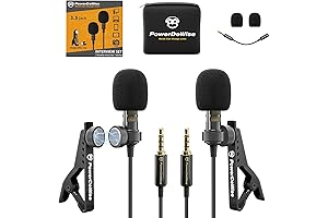 2 Lavalier Microphones for iPhone, Dual Interview Lavalier Lapel Microphone 3.5mm Microphone...
