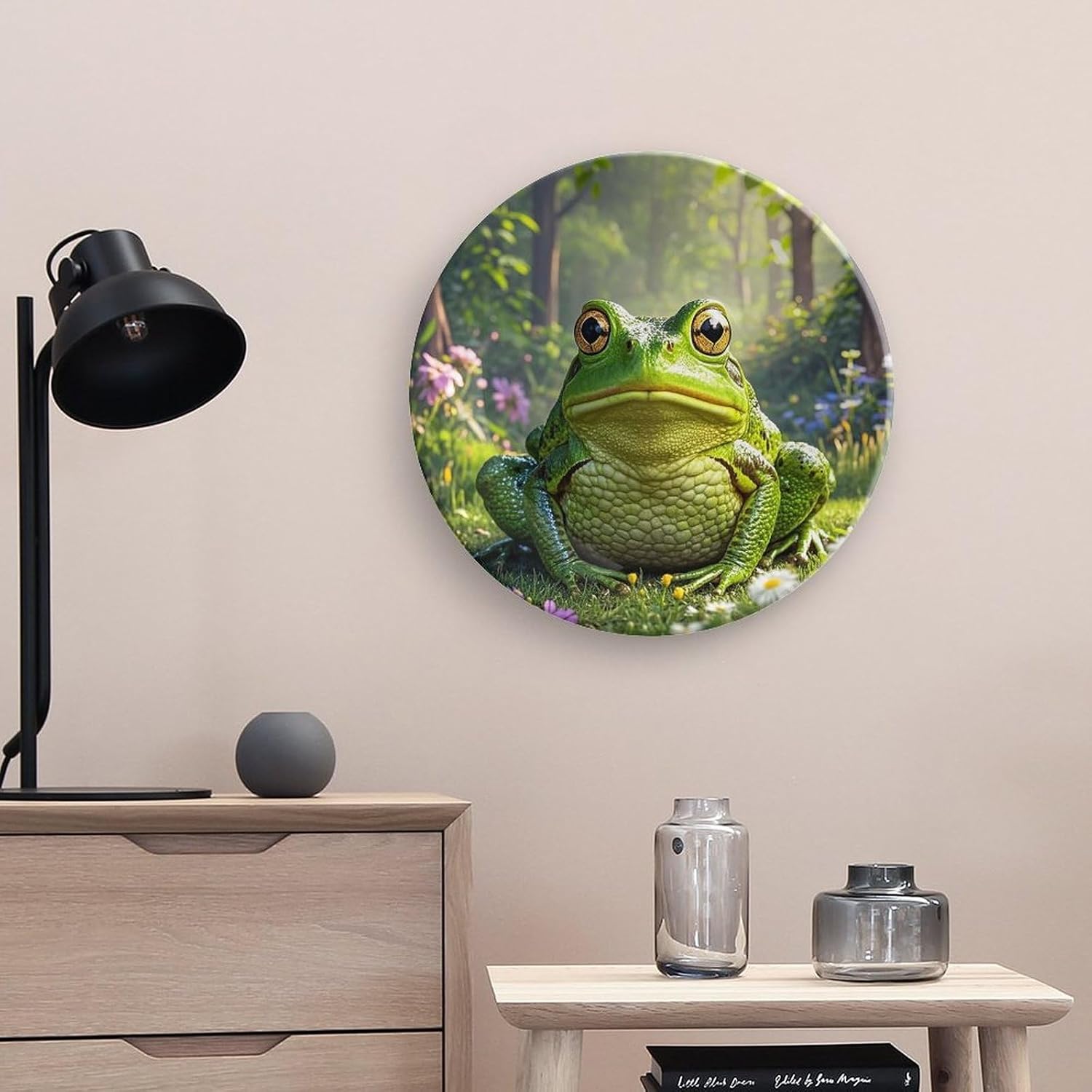 Bone China Decorative Plate 10inch Ceramic Dinner Plate Crafts Frog Decorative Plates with Display Stand Hanging Porcelain Plate Round Dinner Plates for Home Office Hotel Wall Decor image 5