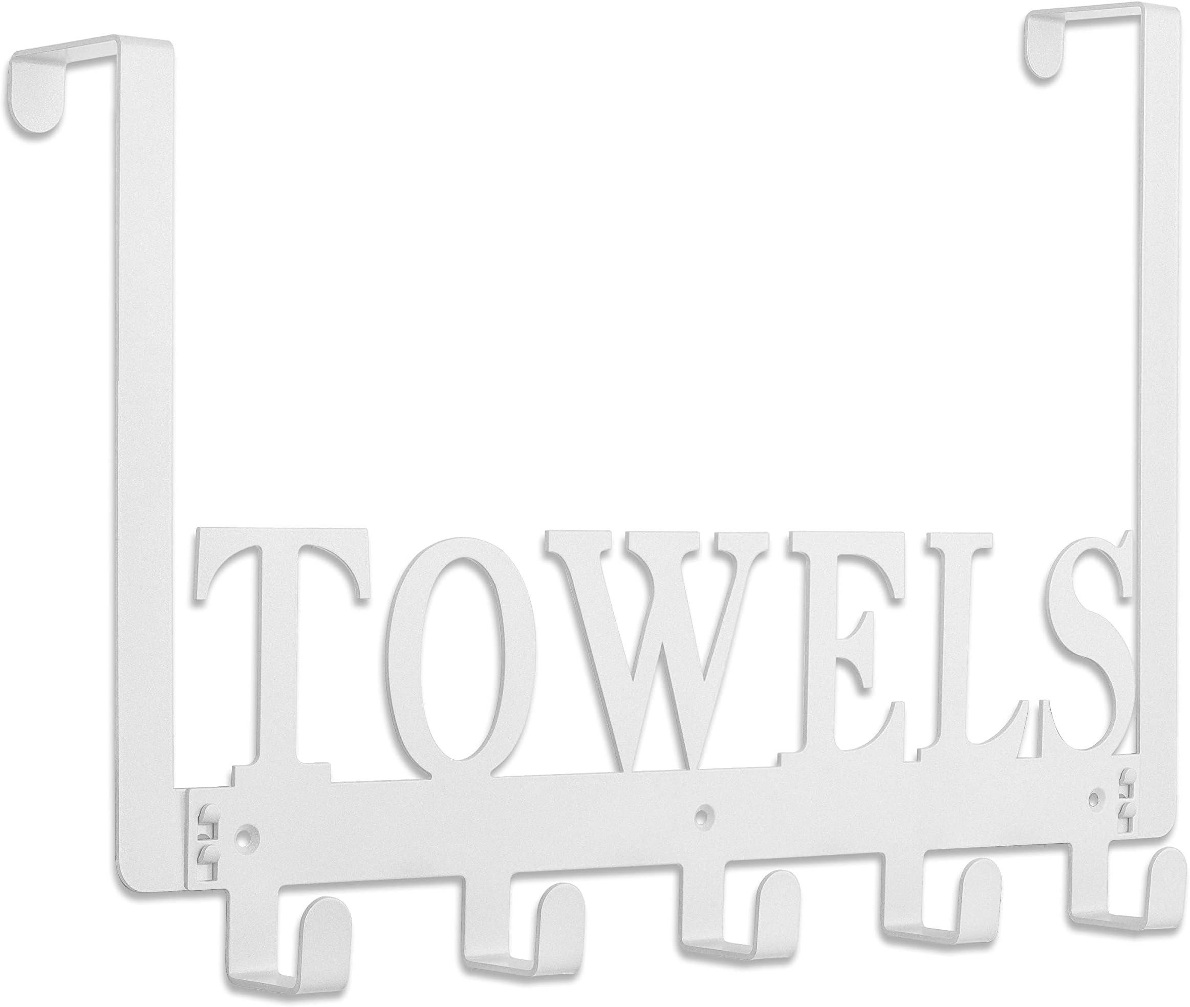 Kuhome Towel Hooks Over The Door Hooks Hangers Wall Mount Towel Rack Towel Holder for Bathroom, Storage Coat Hooks for Home Decor Metal Organizer for Towel Clothes Bag Robe(White)